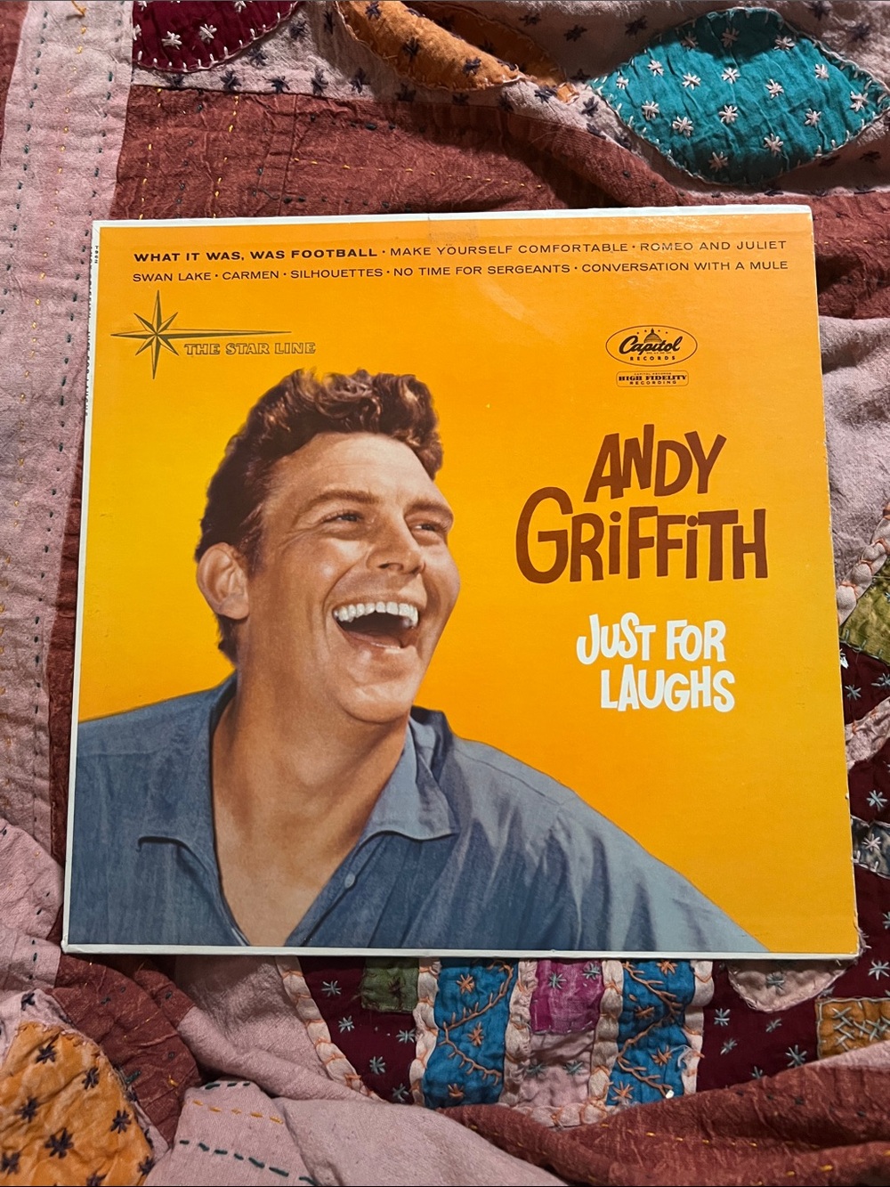 Andy Griffith "Just For Laughs" Vintage LP - Bright Yellow Cover